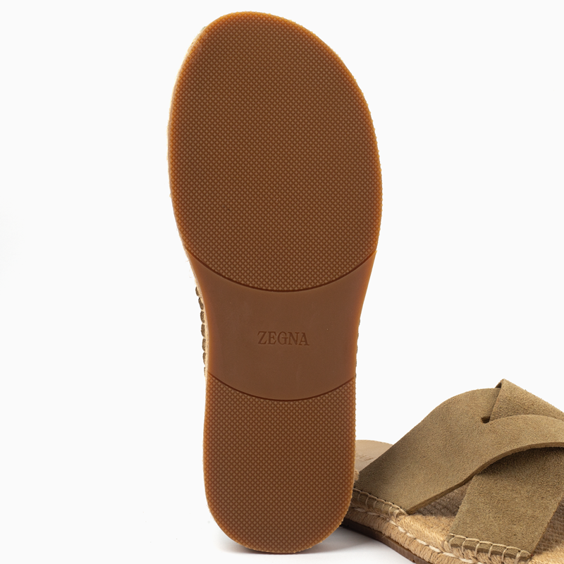 Zegna Men's Cross straps Sandal -Beige