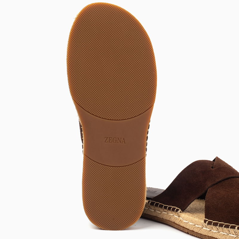 Zegna Men's Cross straps Sandal -Coffe