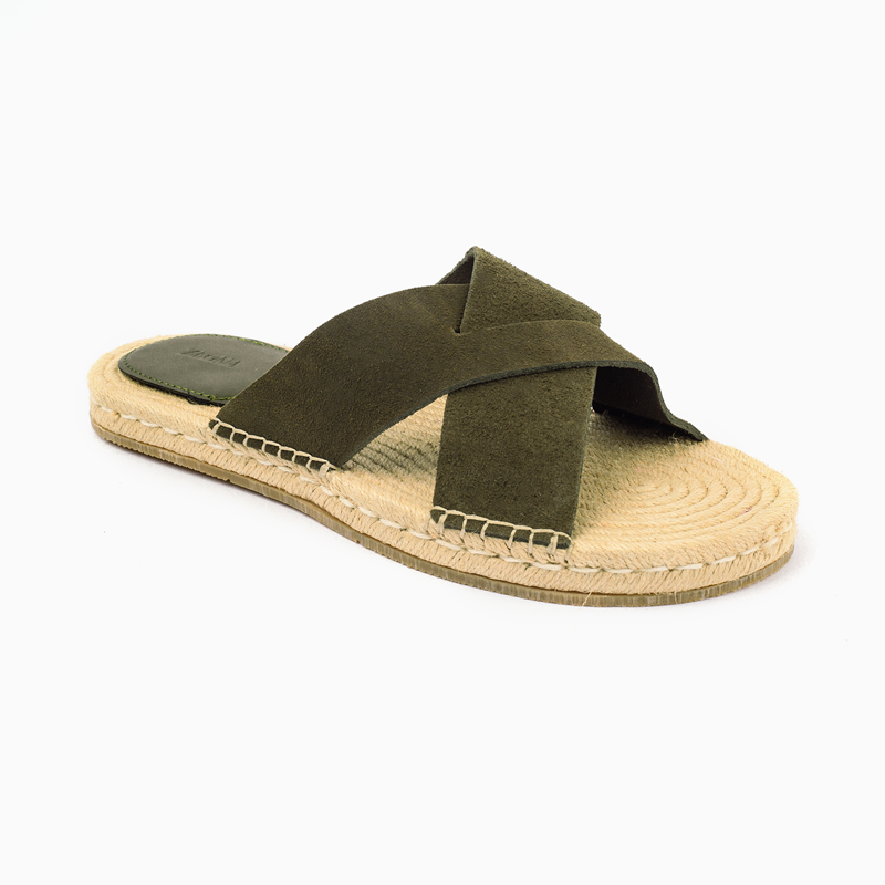 Zegna Men's Cross straps Sandal -Olive