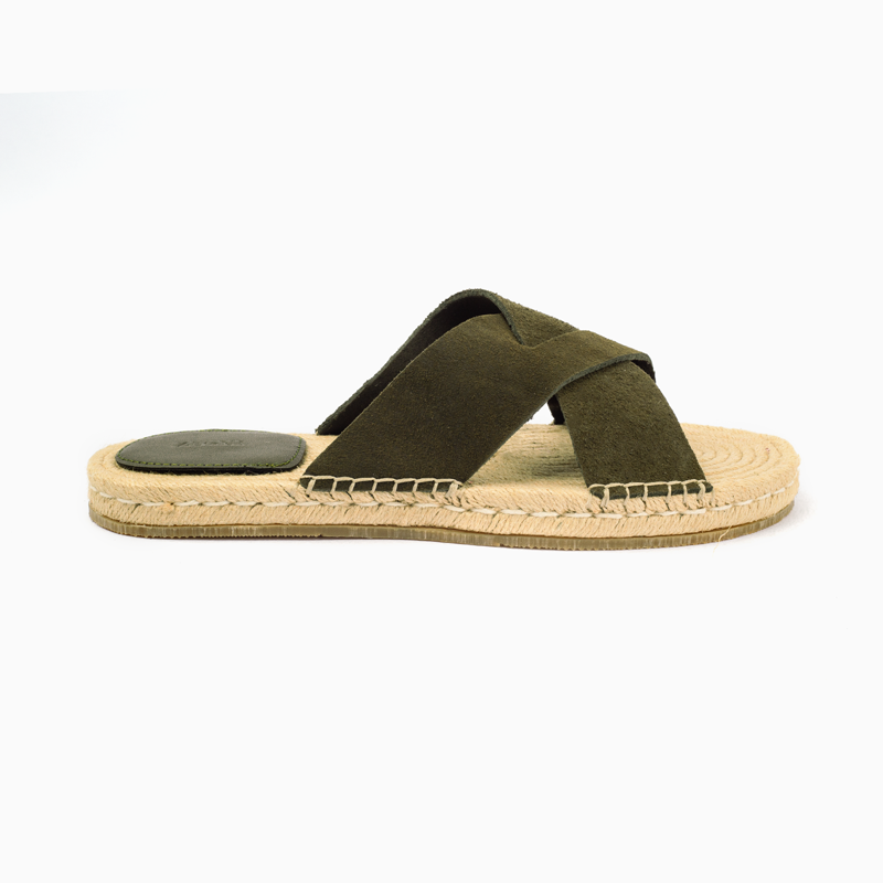 Zegna Men's Cross straps Sandal -Olive