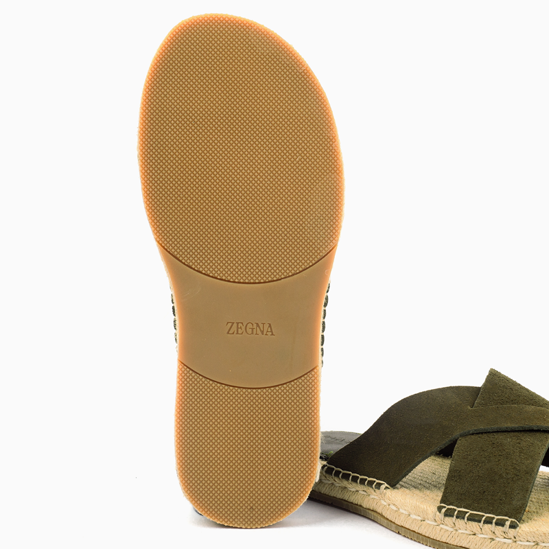 Zegna Men's Cross straps Sandal -Olive