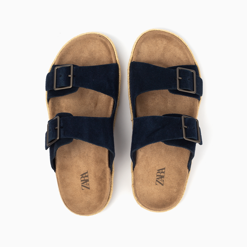 Zara Double Buckle Sandal-Navy