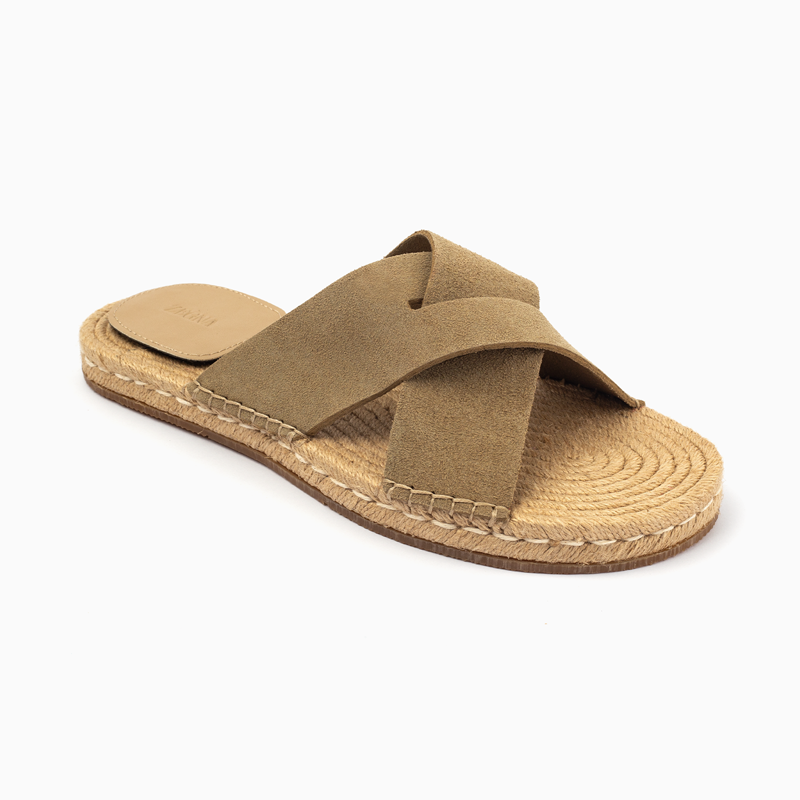 Zegna Men's Cross straps Sandal -Beige