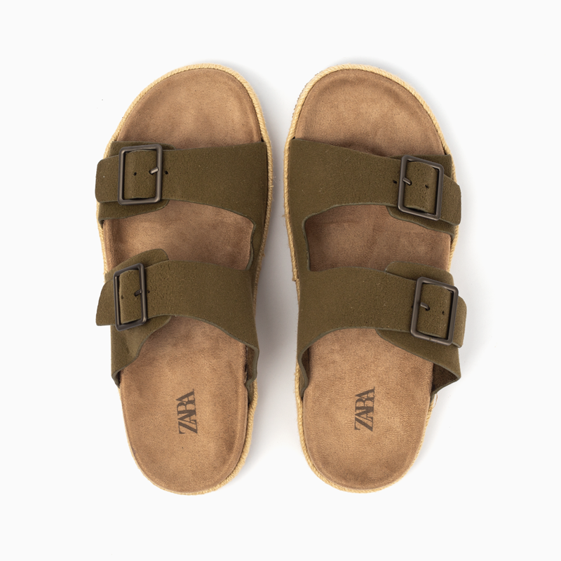 Zara Double Buckle Sandal-Olive