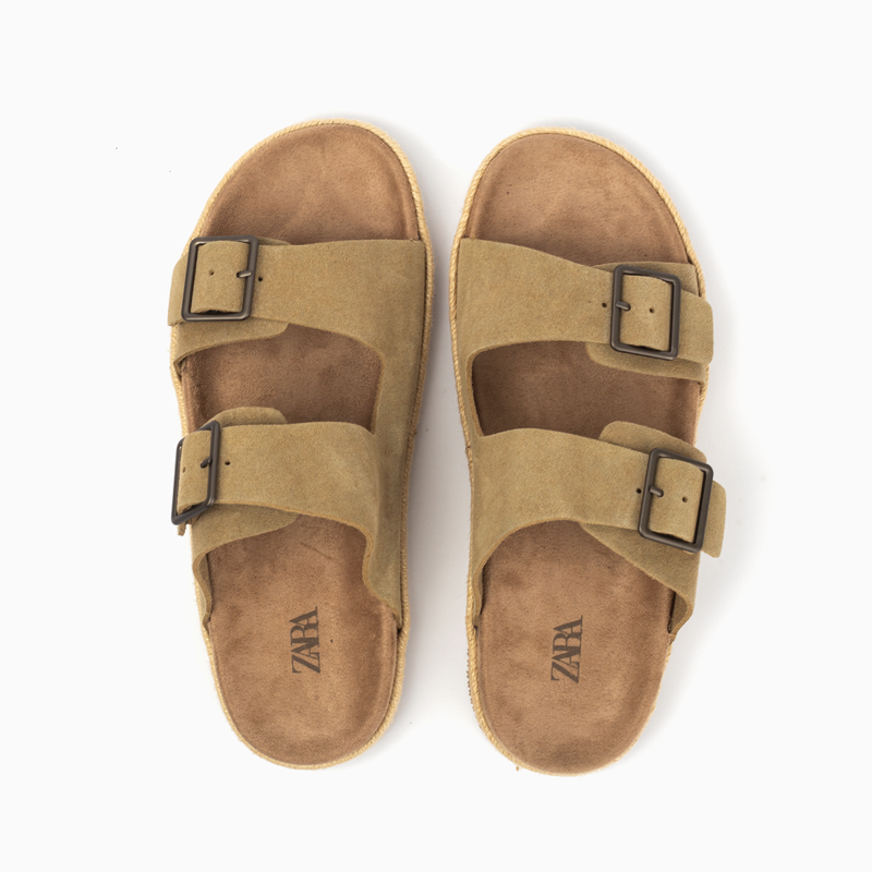 Zara Double Buckle Sandal-Beige