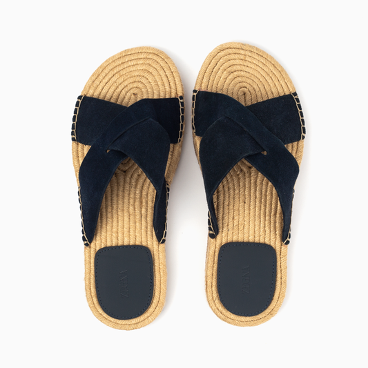 Zegna Men's Cross straps Sandal -Navy