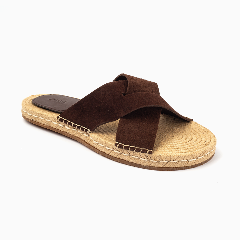 Zegna Men's Cross straps Sandal -Coffe